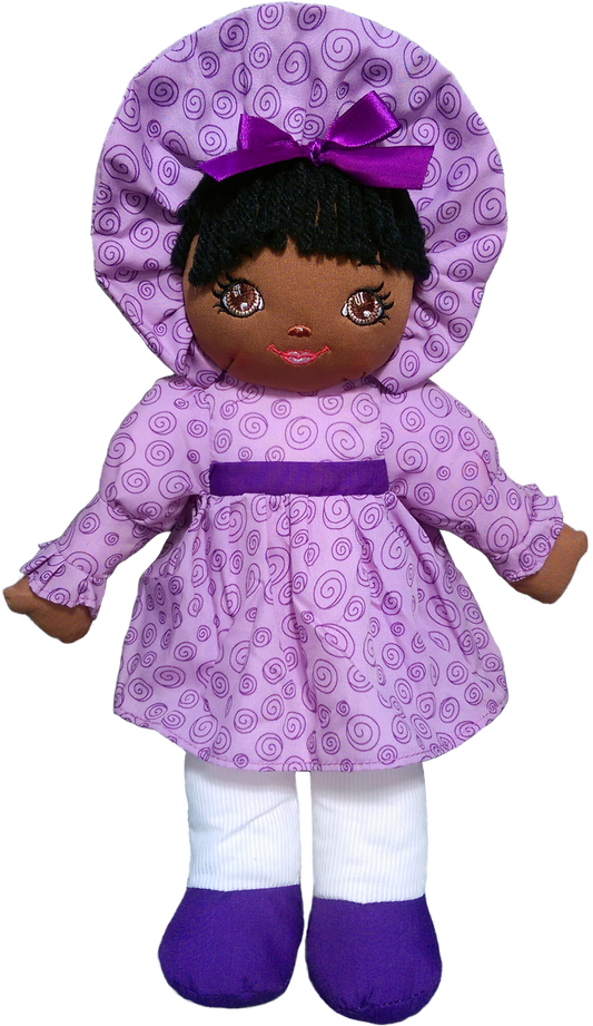 Anico Well Made Play Doll for Children Sweetie Mine, African American, 15" Tall, Lavender