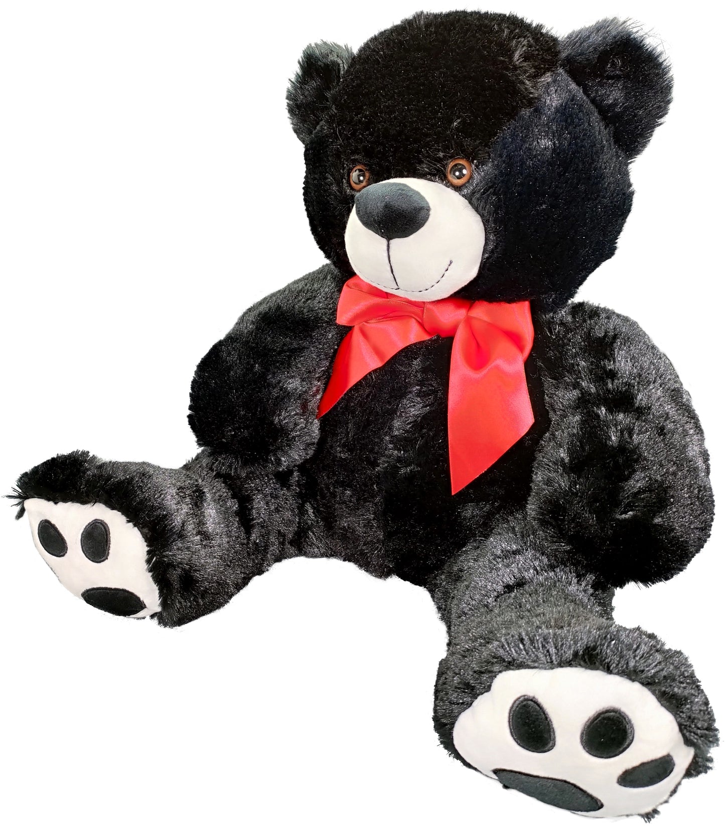 20" Stuffed Black Bear with Red Ribbon