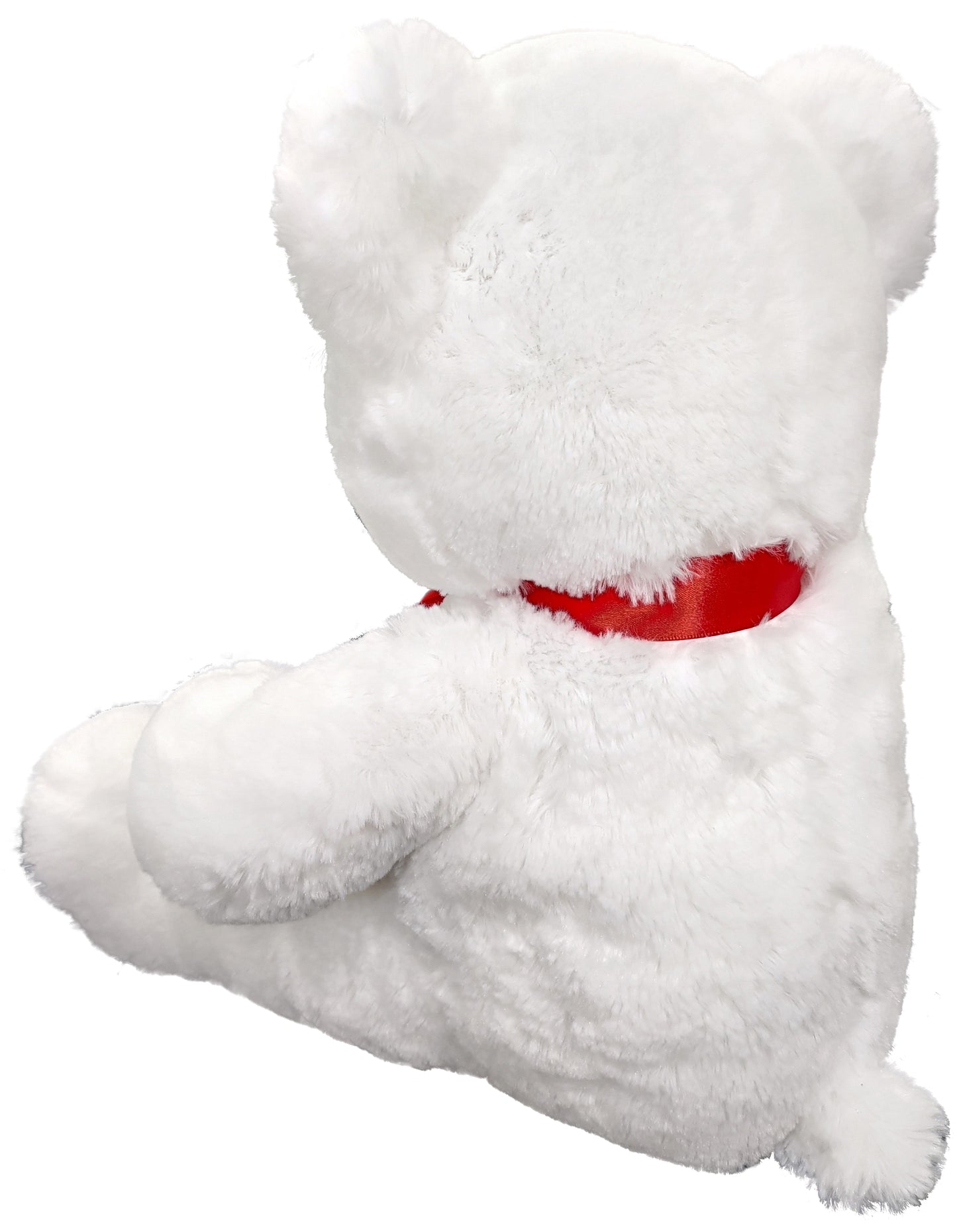 20" Stuffed White Bear with Red Ribbon