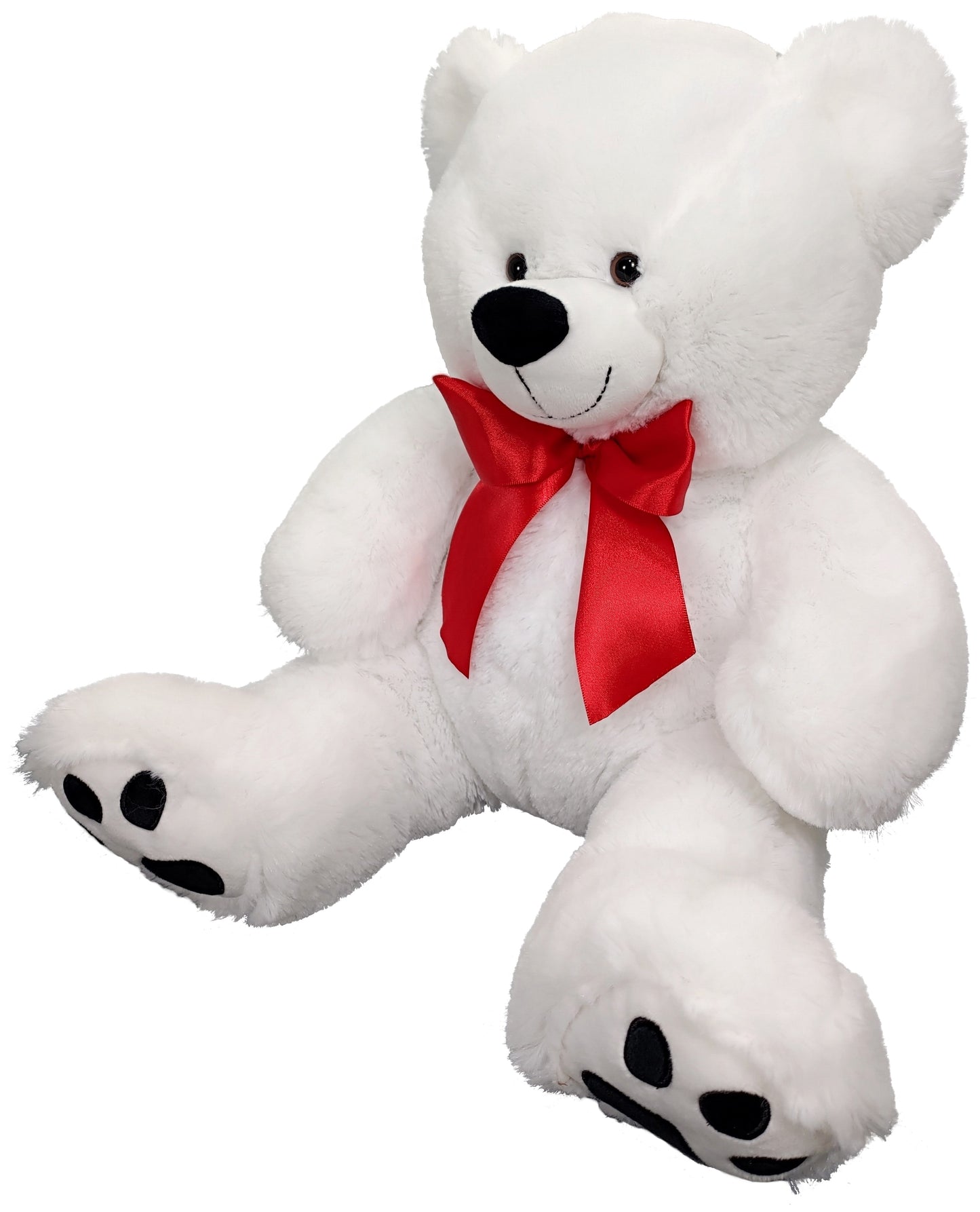 20" Stuffed White Bear with Red Ribbon