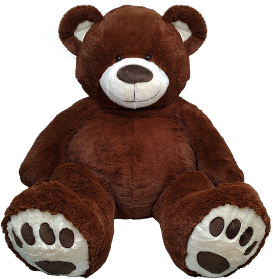 Anico 59" Tall (5 Feet) Giant Plush Dark Brown Teddy Bear with Embroidered Paws and Smiling Face, Fits in 2XL Shirt!