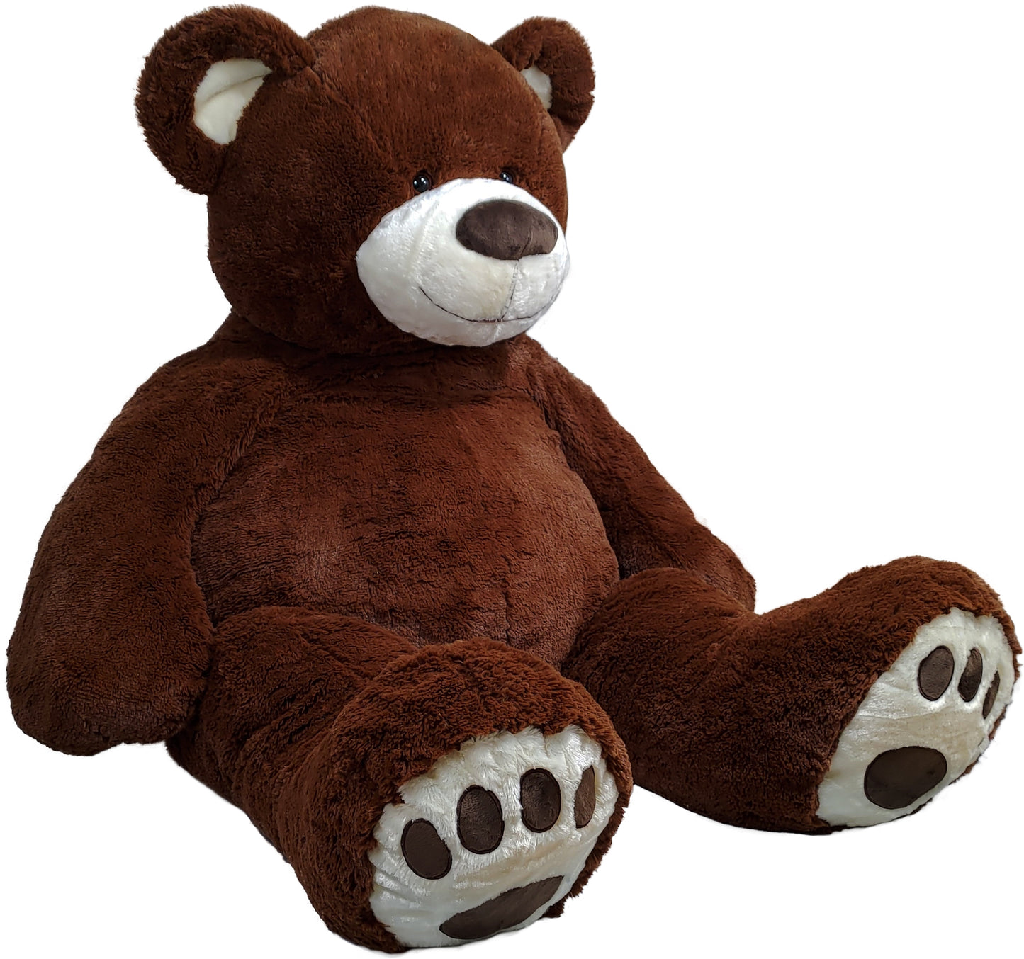 Anico 59" Tall (5 Feet) Giant Plush Dark Brown Teddy Bear with Embroidered Paws and Smiling Face, Fits in 2XL Shirt!