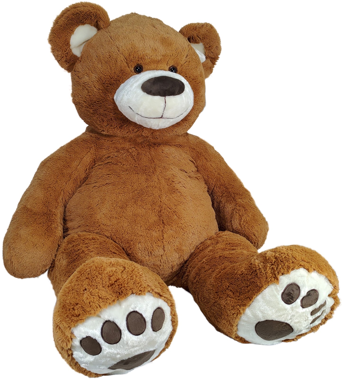 Anico 59" Tall (5 Feet) Giant Plush Medium Brown Teddy Bear with Embroidered Paws and Smiling Face, Fits in 2XL Shirt!