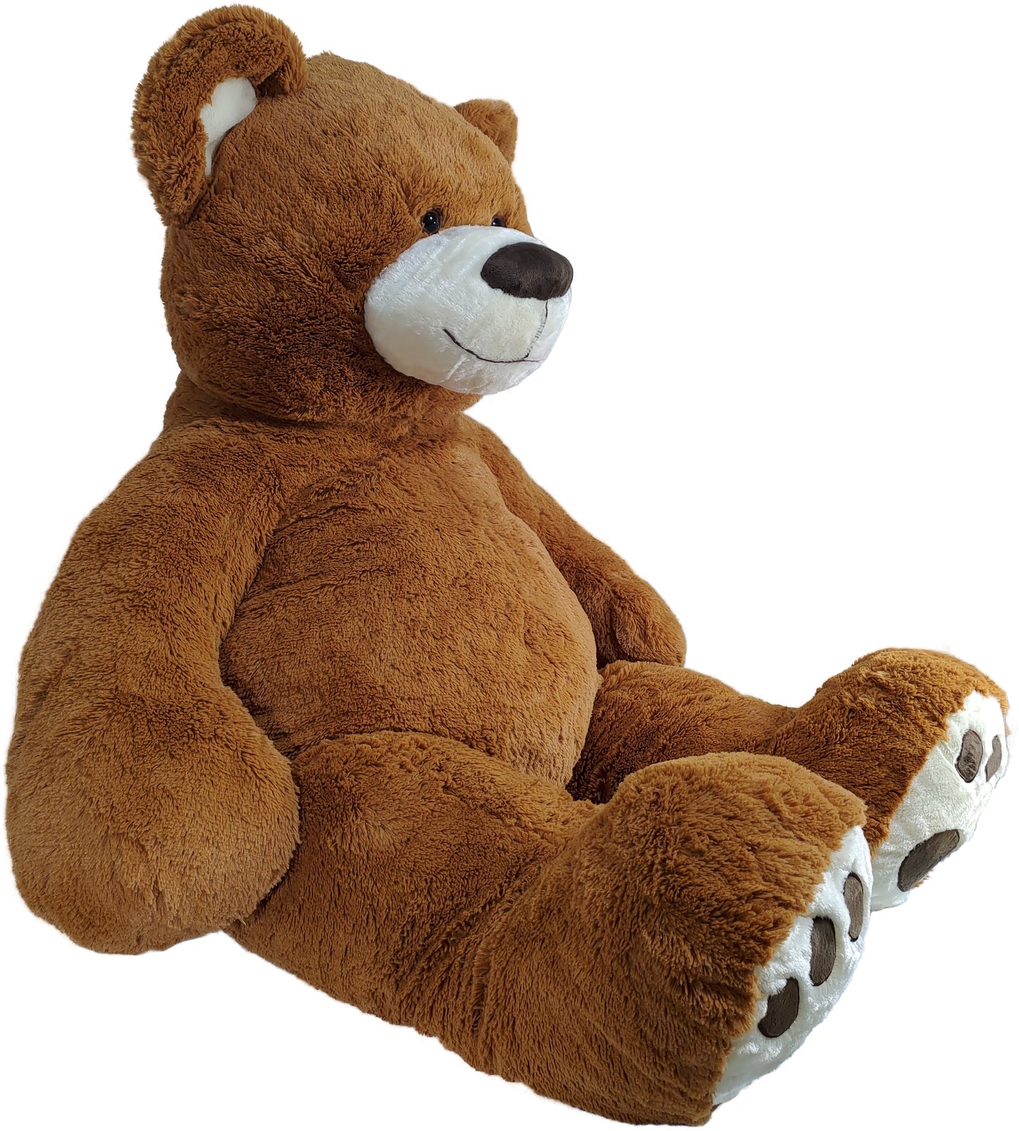 Anico 59" Tall (5 Feet) Giant Plush Medium Brown Teddy Bear with Embroidered Paws and Smiling Face, Fits in 2XL Shirt!