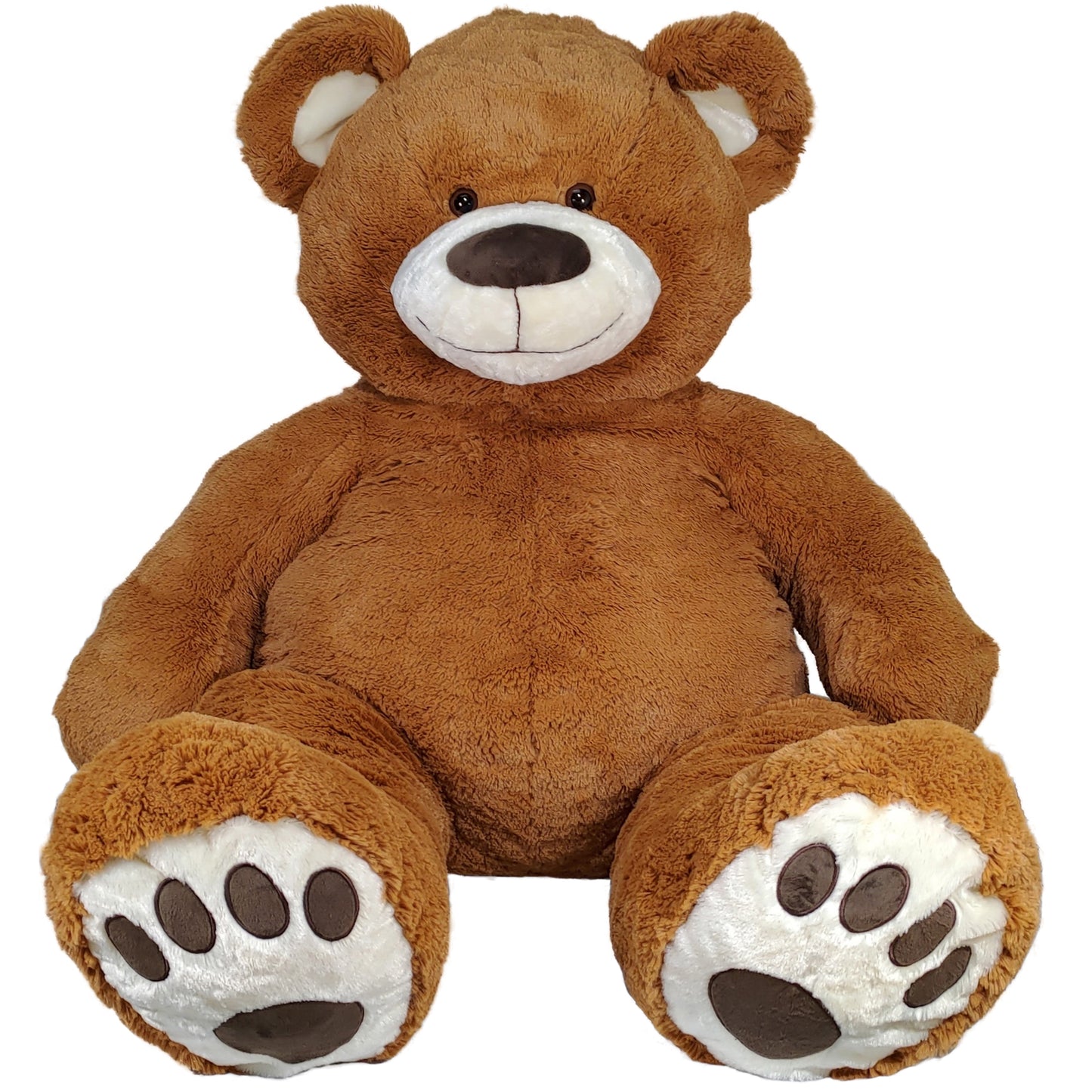 Anico 59" Tall (5 Feet) Giant Plush Medium Brown Teddy Bear with Embroidered Paws and Smiling Face, Fits in 2XL Shirt!