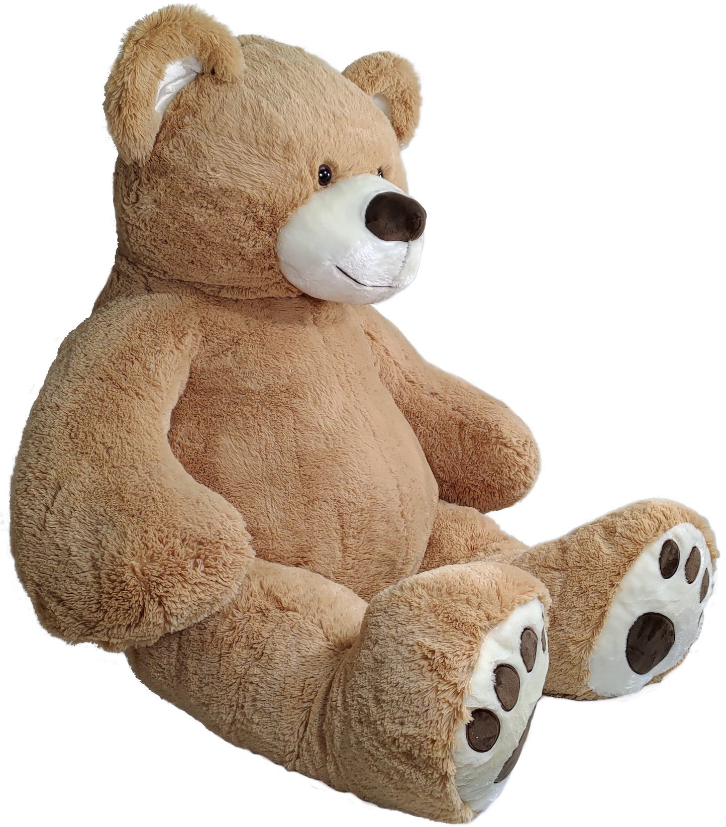 Anico 59" Tall (5 Feet) Giant Plush Light Brown Teddy Bear with Embroidered Paws and Smiling Face, Fits in 2XL Shirt!