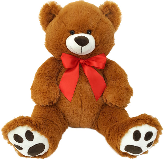 20" Stuffed Brown Bear with Red Ribbon