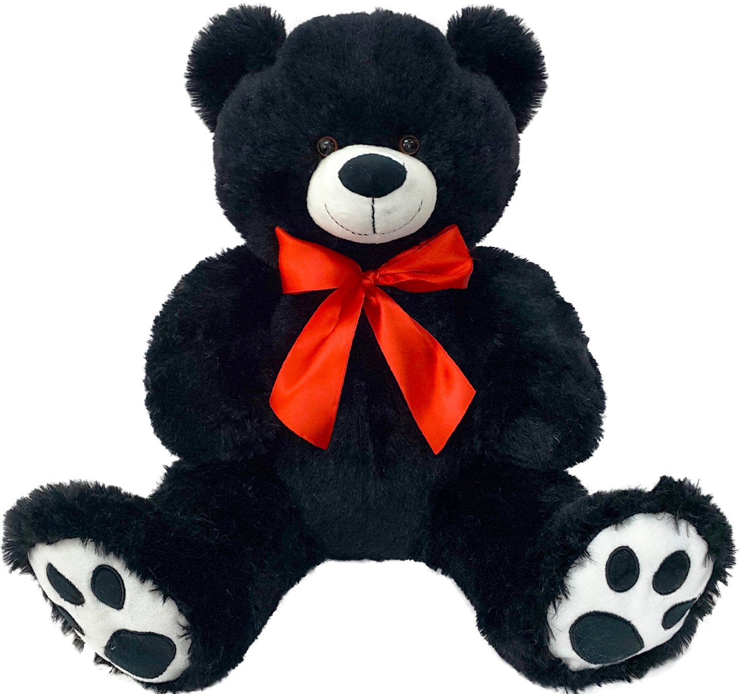 20" Stuffed Black Bear with Red Ribbon