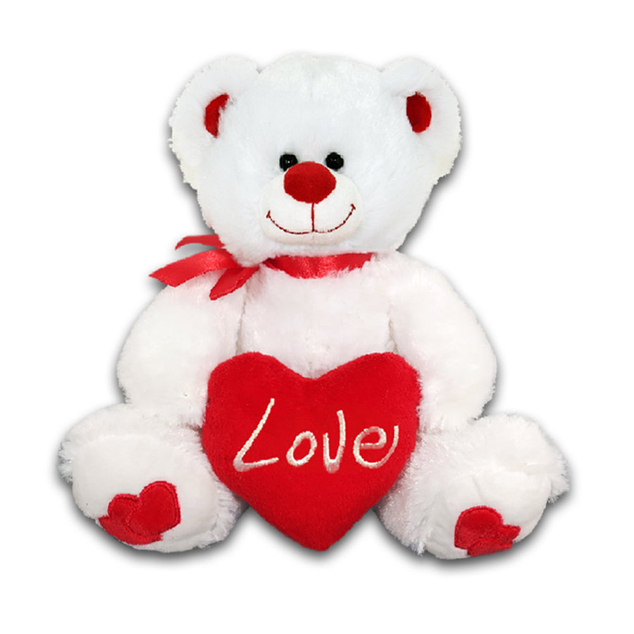 11" Valentines White Bear